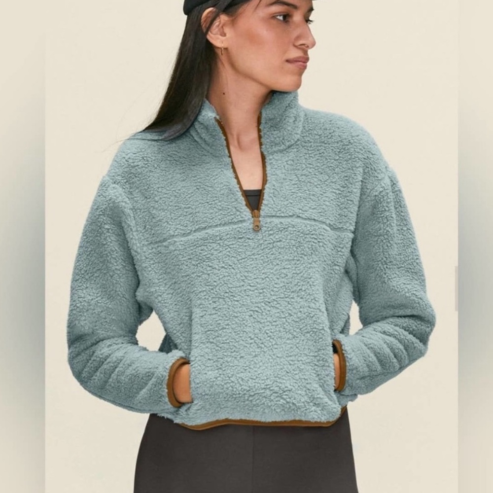 Girlfriend Collective half-zip Fleece in Ice small